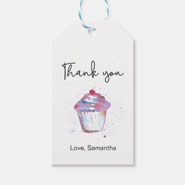 Danke, Geburtstagsparty vom Kuchen Geschenkanhänger (Vorderseite)