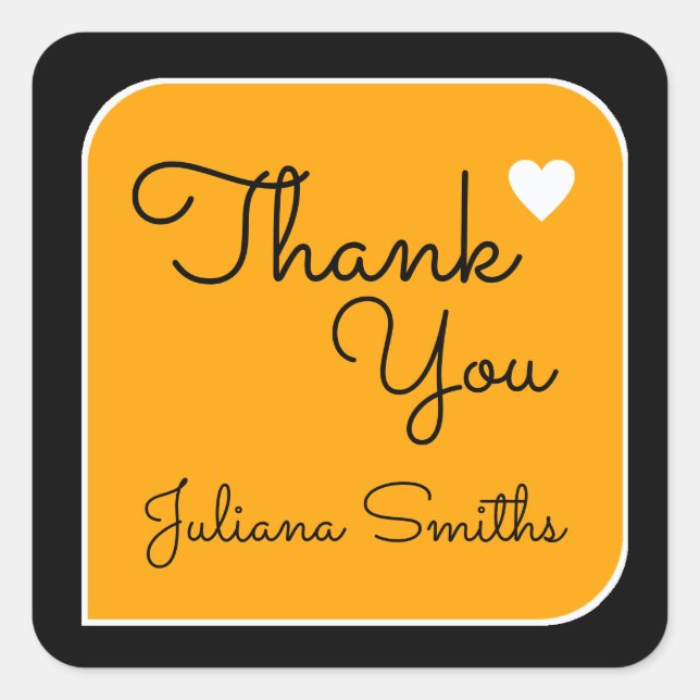 Danke / gelb danke quadratischer aufkleber (Vorderseite)