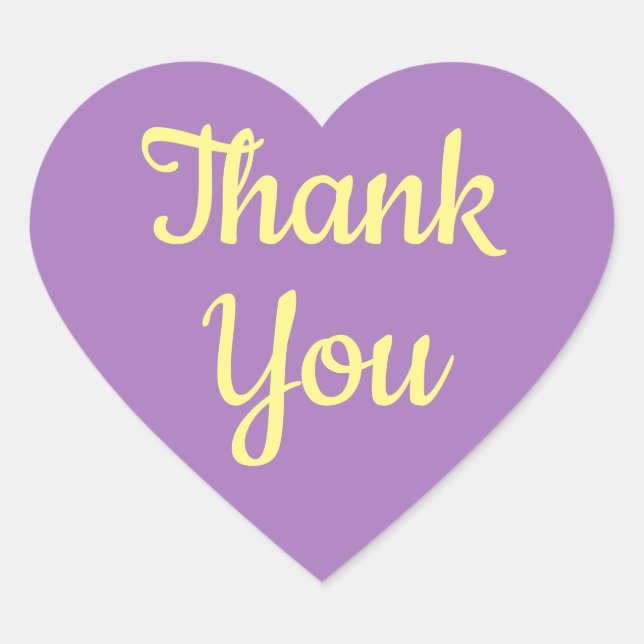 Danke, gelb Lila Herz-Aufkleber (Vorderseite)