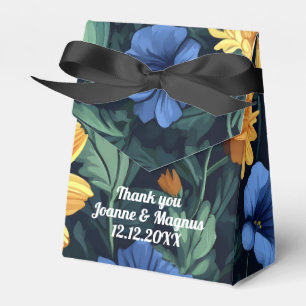 Danke, gelbe blaue Blumen Geschenkschachtel