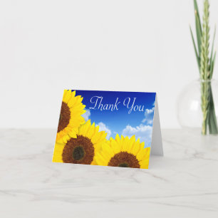 Danke gelbe Sonnenblume Florale blaue Notizkarte