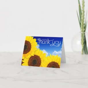 Danke gelbe Sonnenblume Florale blaue Notizkarte