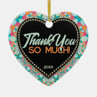 Danke Geo Design Mix Aqua Pink Orange Herz Keramik Ornament