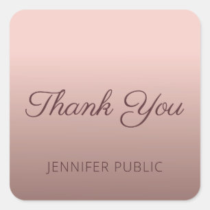 Danke Getippt Schrift Vorlage Roségold Farbe Quadratischer Aufkleber