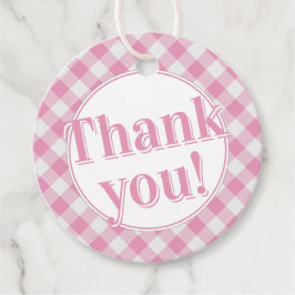 Danke: Gingham Karos Pattern - Rosa/Weiß Geschenkanhänger