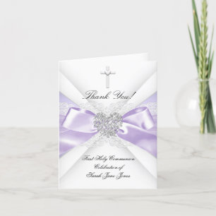 Danke, Girl First Holy Communion Lavender Dankeskarte