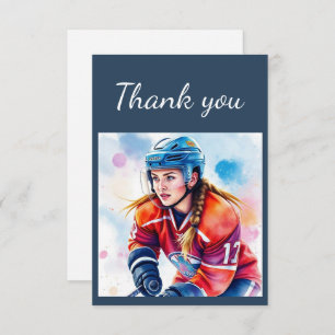 Danke, Girls Hockey Player Coach, Game Sport Dankeskarte