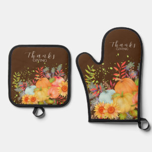 Danke Giving Pumpkin Brown Ofenhandschuh & Topflappen-Set