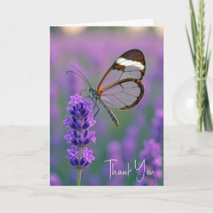 Danke Glasflügelschmetterling Auf Lavendel Karte