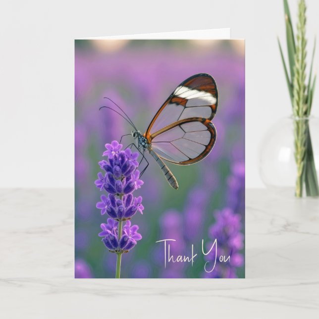 Danke Glasflügelschmetterling Auf Lavendel Karte (Vorderseite)