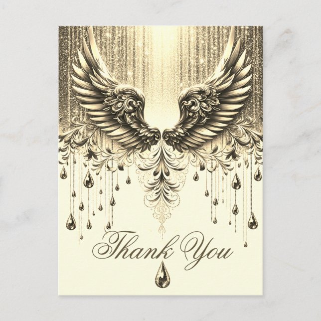 Danke | Gold Angel Tränen Postkarte (Vorderseite)
