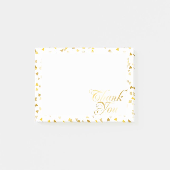 Danke Gold Herzen Post-it Klebezettel (Vorderseite)