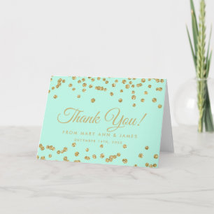 "Danke" Gold Imitate Glitzer Confetti Mint Green Dankeskarte