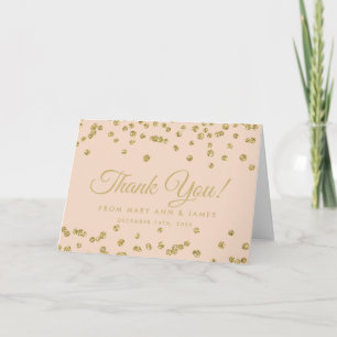 "Danke" Gold-Unechter-Glitter-Konfetti-Blush-Rose Dankeskarte
