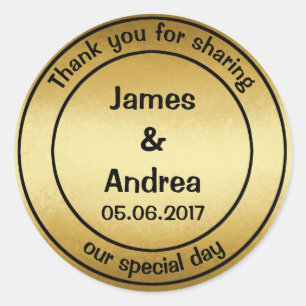 Danke, Gold Wedding Runder Aufkleber