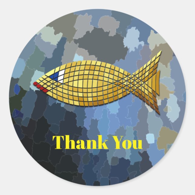 Danke, Golden Fish Design, Runder Aufkleber (Vorderseite)