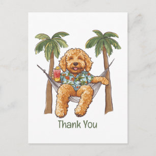 Danke Goldendoodle-Hund in hawaiianischem Oberteil Postkarte