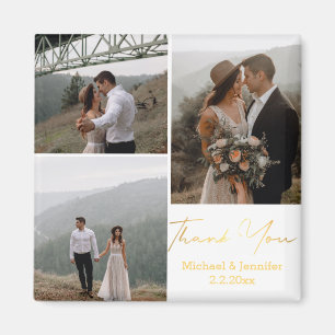 Danke, goldene Handschrift Hochzeit 3 Fotos Magnet