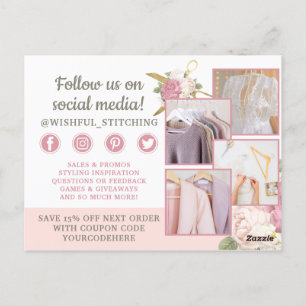 Danke Goldene Nähschere Shabby Chic 4-Fotos Postkarte