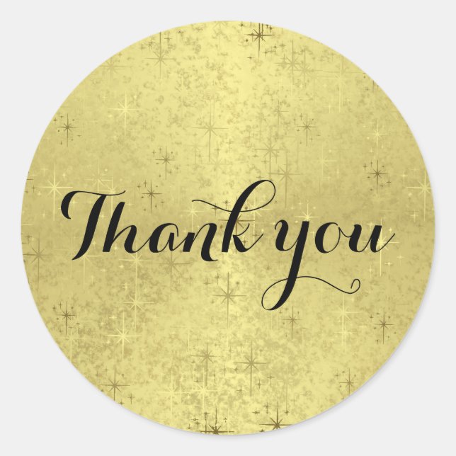"Danke" Goldene Weihnachtsstars auf Imitate Foil Runder Aufkleber (Vorderseite)