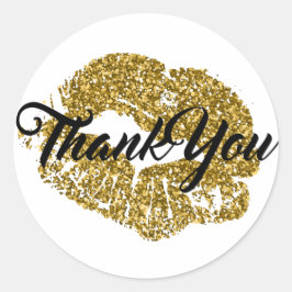 Danke GoldGlitzer-Lippen Runder Aufkleber