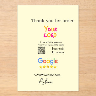 Danke Google Bewertungs-Scan-QR-Geschäft Acryleinladungen