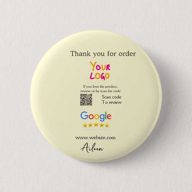 Danke Google Bewertungs-Scan-QR Geschäft Button (Vorderseite)