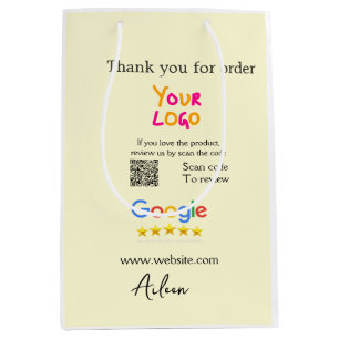 Danke Google Bewertungs-Scan-QR Geschäft Mittlere Geschenktüte