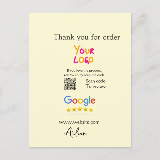 Danke Google Bewertungs-Scan-QR Geschäft Postkarte (Vorderseite)