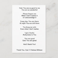 "Danke, Gott" Gedicht