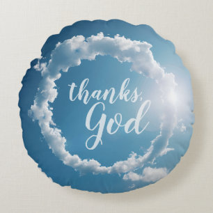 Danke, Gott Wolken Fotografie Blauer Himmel Rundes Kissen