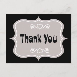 Danke Grau & Schwarzes Herz Liebe Postkarte