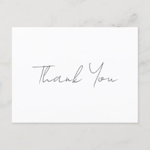 Danke Graue Handschriftliche Klassische Chic Weiße Postkarte