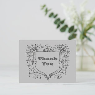 Danke Grauer Vintage-Shield Dankbarkeitsbeweis Postkarte