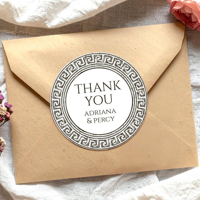 Danke Grecian Party Stone Griechisches Schlüsselmu Runder Aufkleber (Von Creator hochgeladen)