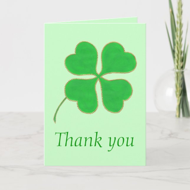Danke, Green Kleeblatt Green Dots Wedding Cards Dankeskarte (Vorderseite)