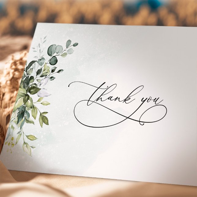 Danke Greenery Minimalistische Script Card (Von Creator hochgeladen)