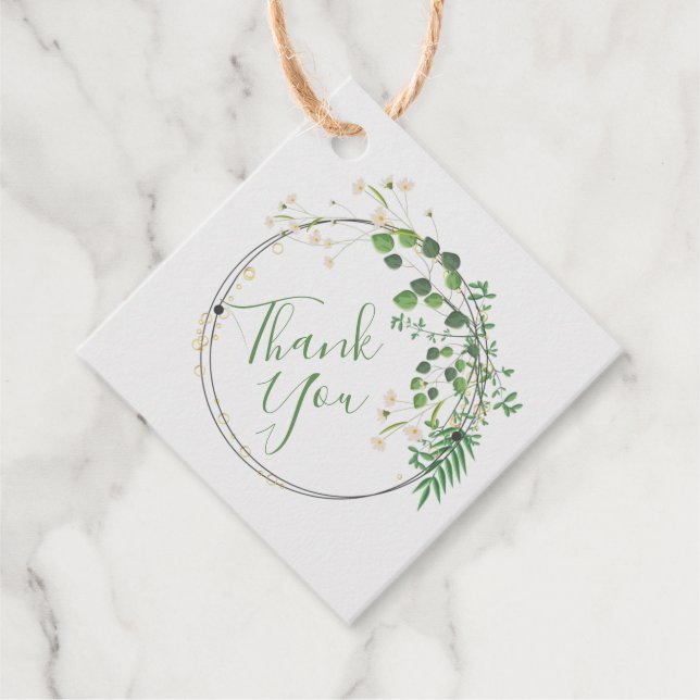 Danke Greenery Tiny Blume Wreath Geschenkanhänger (Vorderseite)