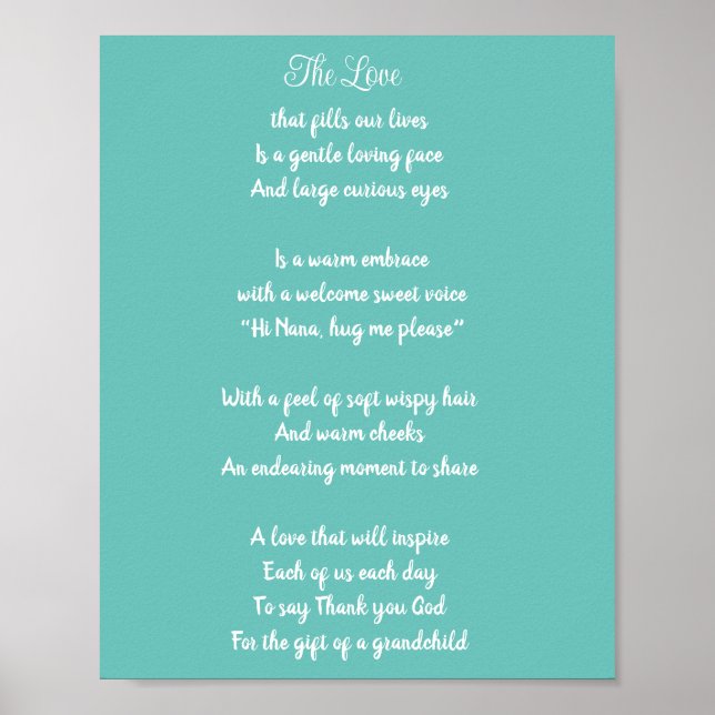 Danke, Großmutter. Großelterngedicht blau Poster (Vorne)