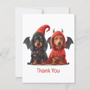 Danke Halloween Dachshund Hunde Teufel Fledermaus Postkarte
