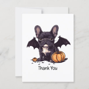 Danke Halloween Französische Bulldogge Fledermaus  Postkarte