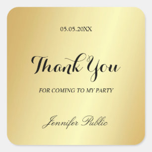 Danke Hand Schrift Text Glamour Gold Vorlage Quadratischer Aufkleber
