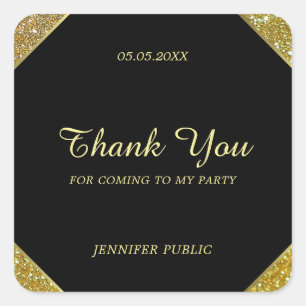 Danke Hand Schrift Text Gold Glitter Vorlage Quadratischer Aufkleber