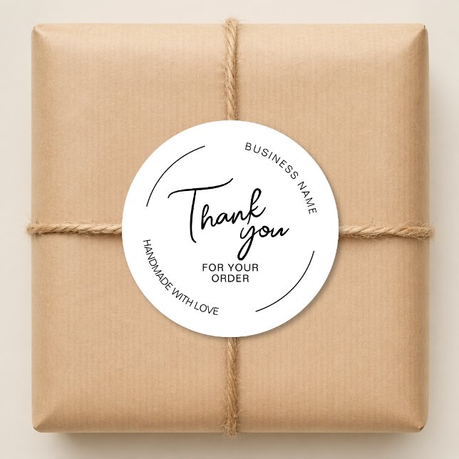 Danke Handgefertigt mit Liebe Geschäft  Runder Aufkleber (Thank You Handmade with Love Business Classic Round Sticker)