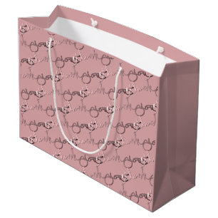 "Danke" Handgeschriebenes Muster in Rosa Große Geschenktüte