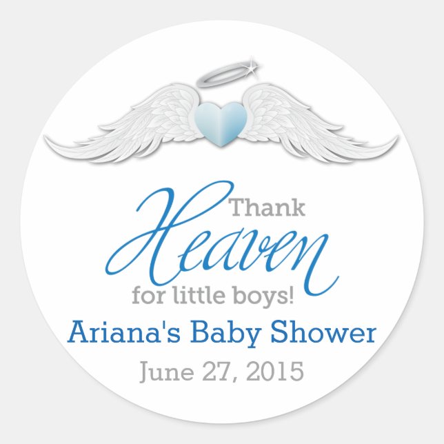 Danke Heaven für Little Boys Baby Dusche Runder Aufkleber (Vorderseite)