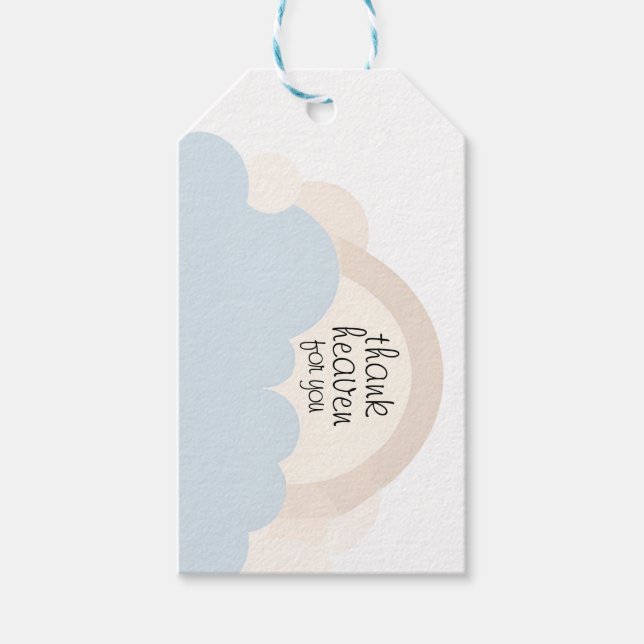 Danke Heaven für Sie | Neutrale und blaue Wolken Geschenkanhänger (Vorderseite)