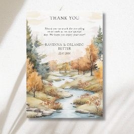 Danke Herbst Fluss Wald Landschaft Hochzeit Ankündigung
