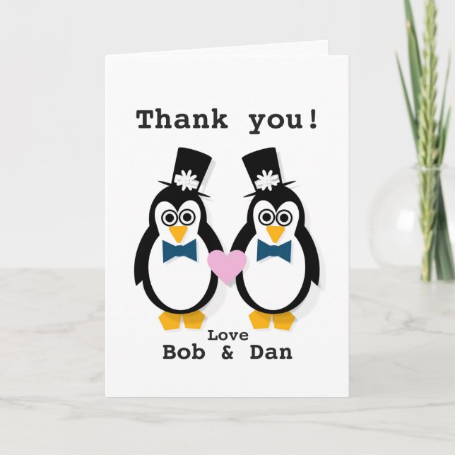 "Danke!" Herr u. Herr Customisable Penguin Card Dankeskarte (Vorderseite)