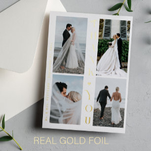 Danke Hochzeit 4 Foto Gold-Typografie modern Folieneinladung